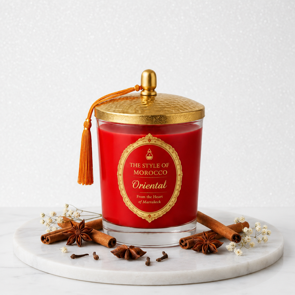 Oriental Glow luxe geurkaars – The Style of Morocco, warm en mysterieus, geïnspireerd op Marrakech