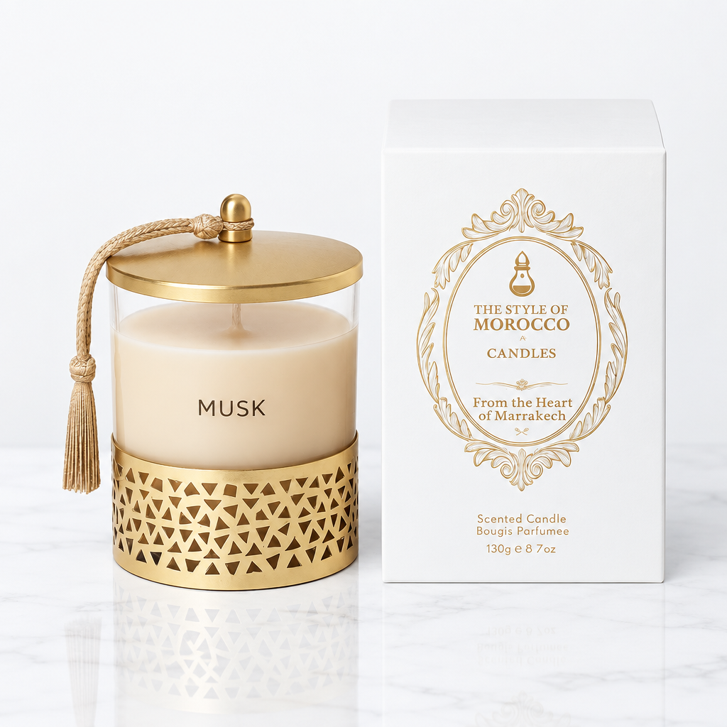 Musk Copper Flame geurkaars 210 g met verpakking
