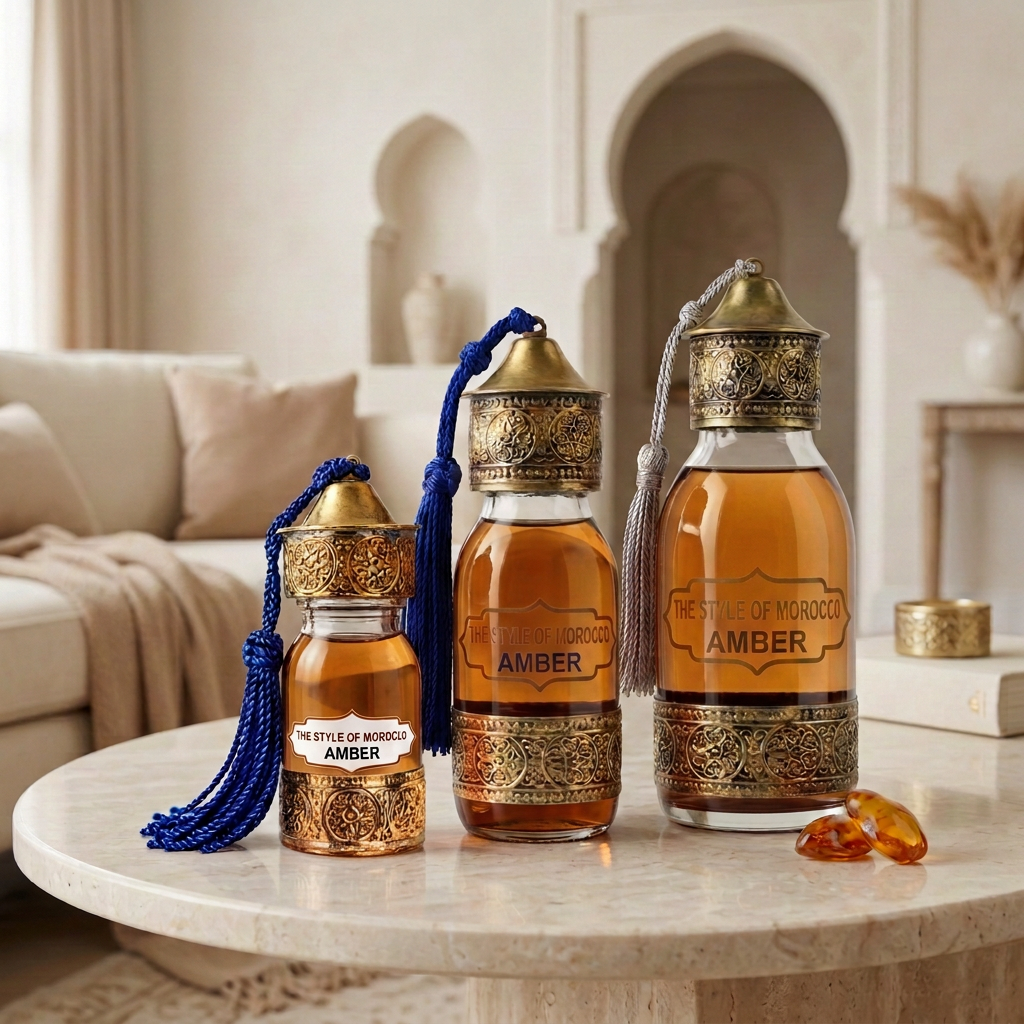 Amber in drie maten met de warme goudbruine oliekleur