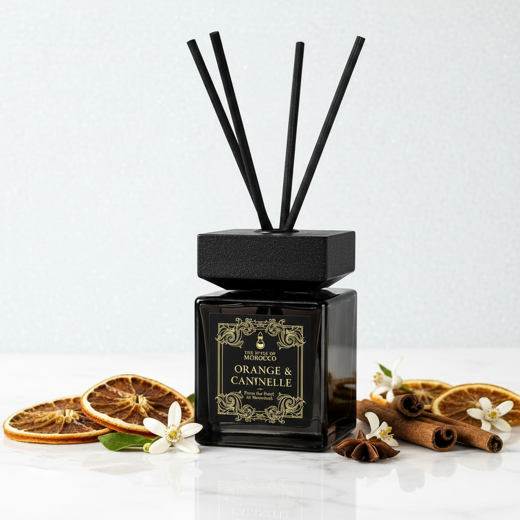Orange & Cannelle Signature Diffuser zwart 500ml sfeerbeeld – The Style Of Morocco