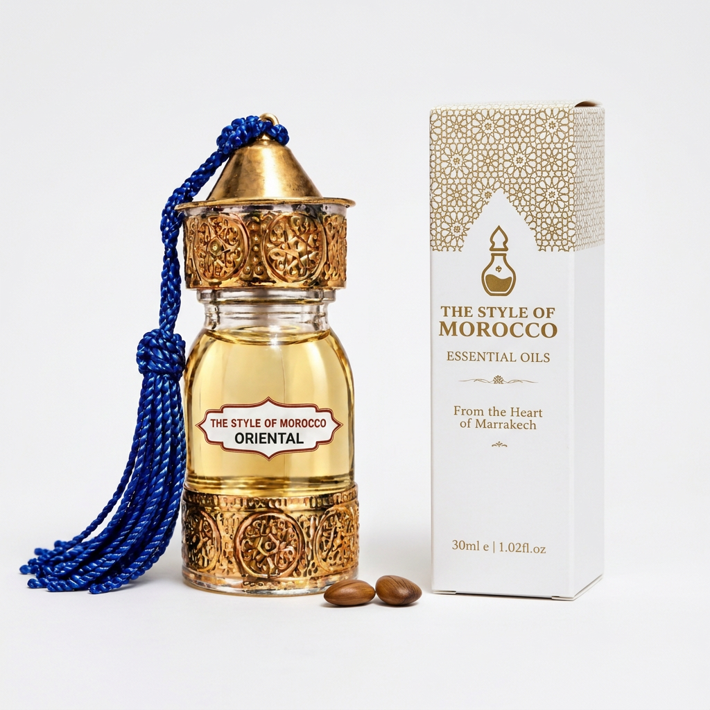 Oriental-fles met doos op witte achtergrond