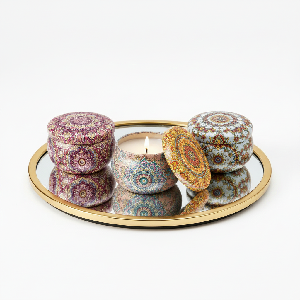 Rood/Oranje/Geel – Spiegel Gouden Tray