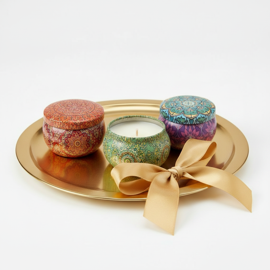 Set 5 – Rood/Oranje, Groen, Paars met gouden strik